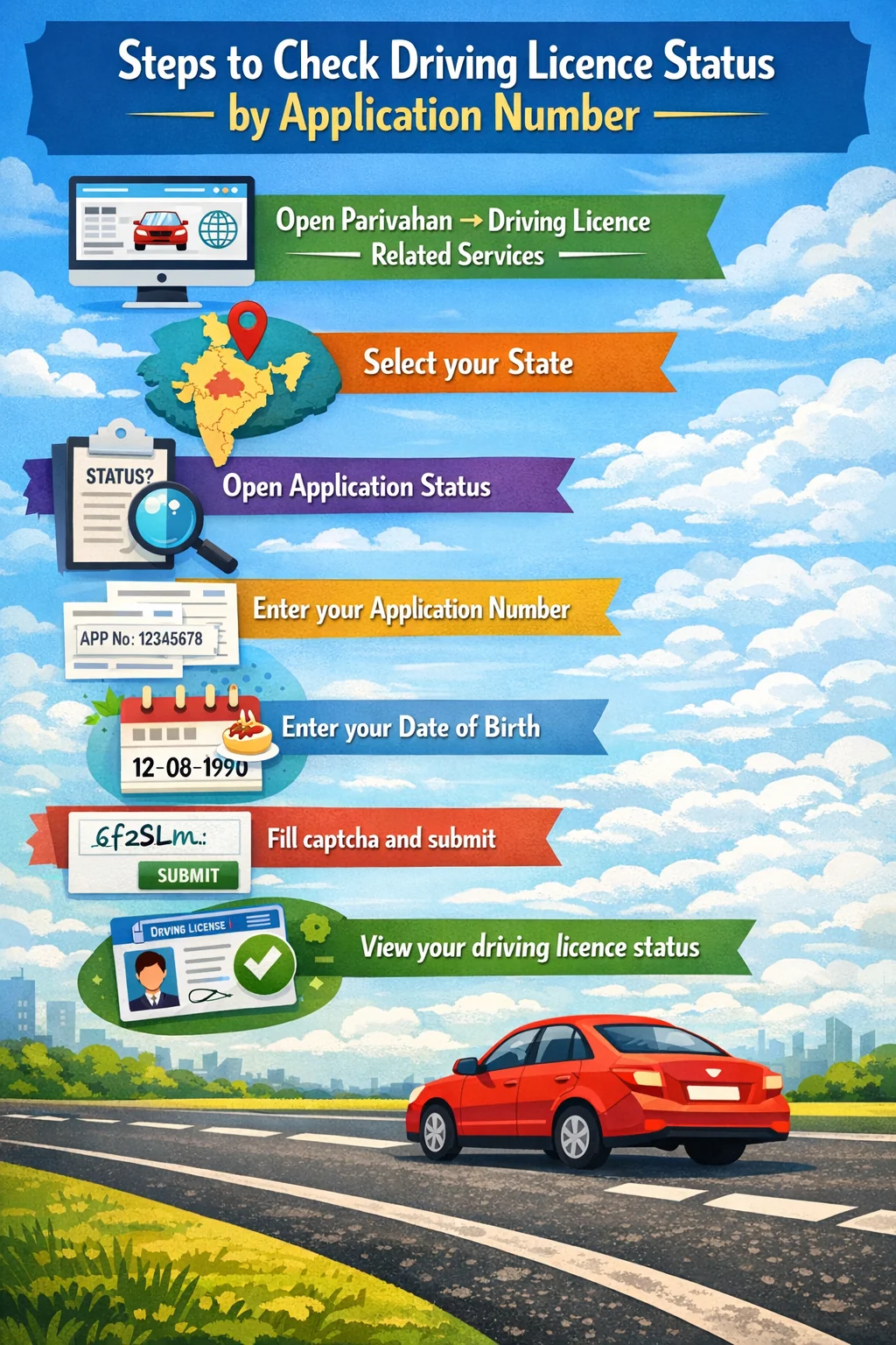 Steps to Check Driving Licence Status by Application Number